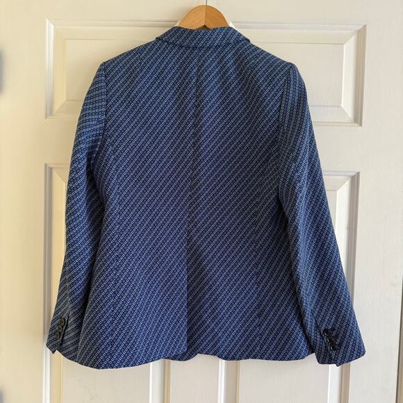 Banana Republic Blue Geometric Ikat Striped Blazer Lined Size 8 Boxy Career - Picture 5 of 6